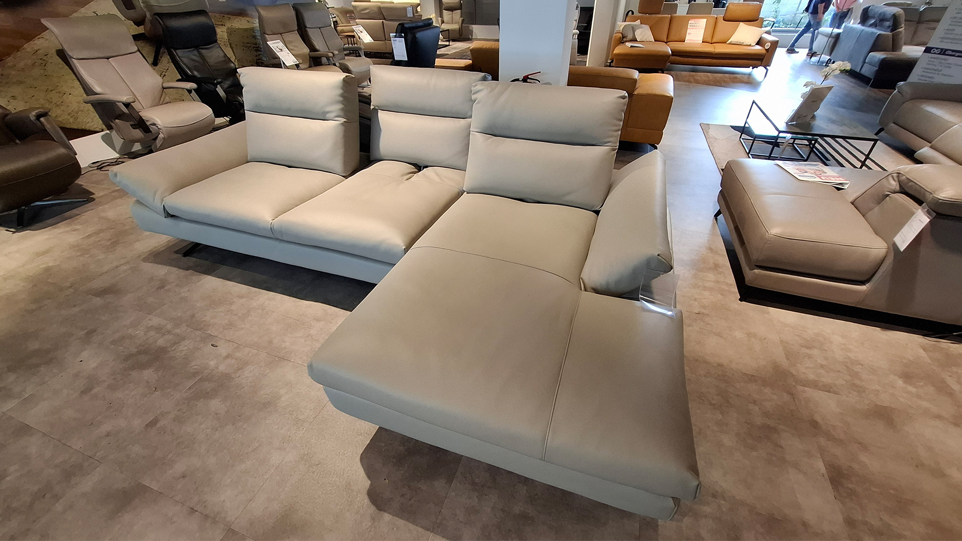 Cuoio Ecksofa mit Sitztiefenverstellung Leder-0597102400-36WW-A