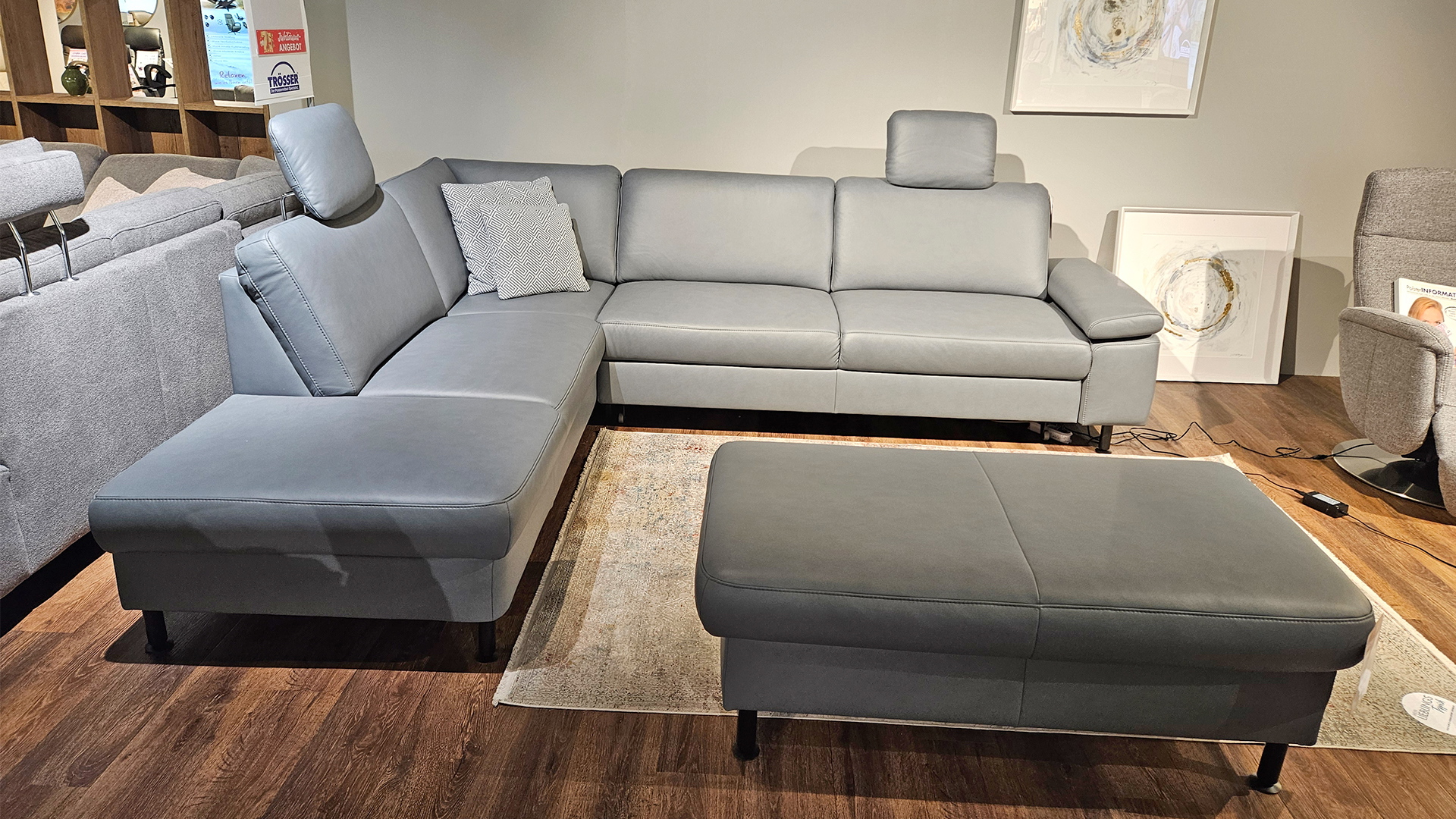Modulmaster Ecksofa inkl. vielen Funktionen mit Hocker in Leder -0775015506-07-36WW-A