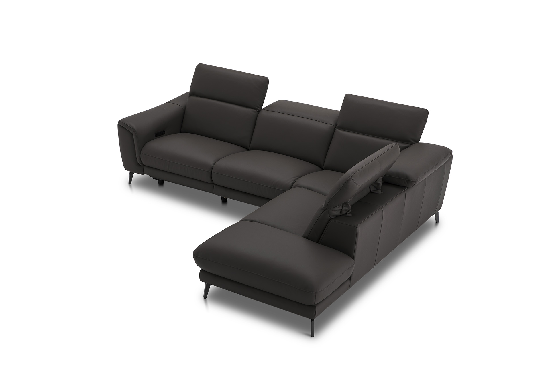 Leder Ecksofa inkl. manueller Kopfteilverstellung