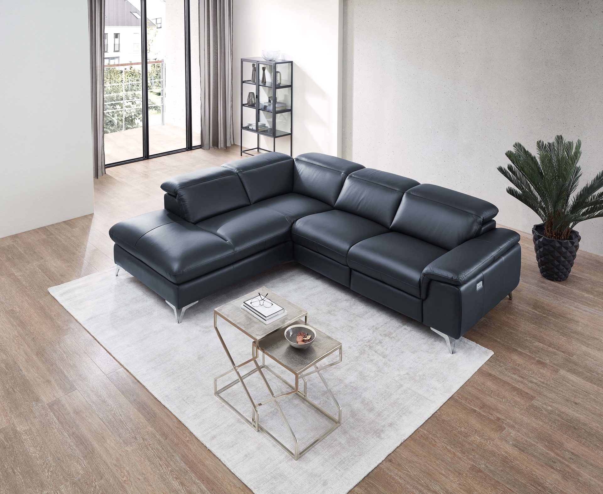Ecksofa Seahawk mit manueller Kopfteilverstellung in Leder 