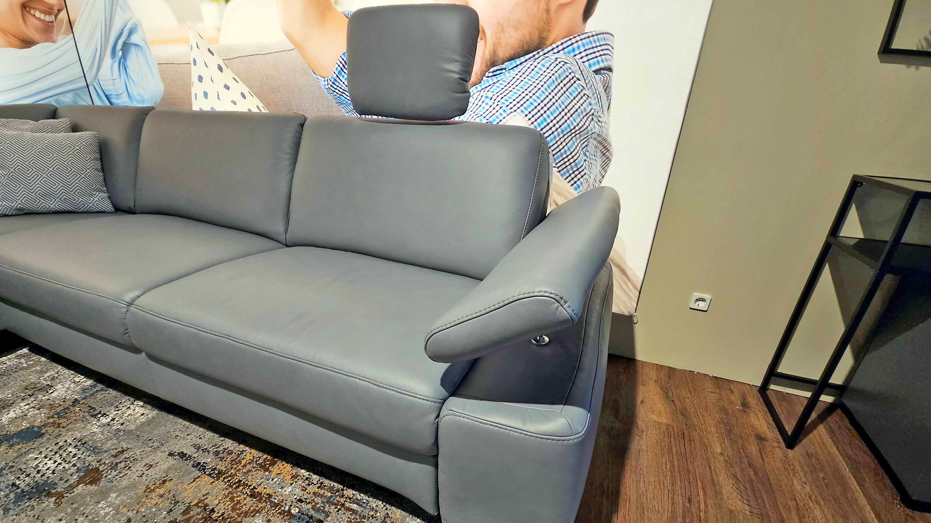 Modulmaster Ecksofa inkl. vielen Funktionen mit Hocker in Leder  -0775015506-07-06WW-A