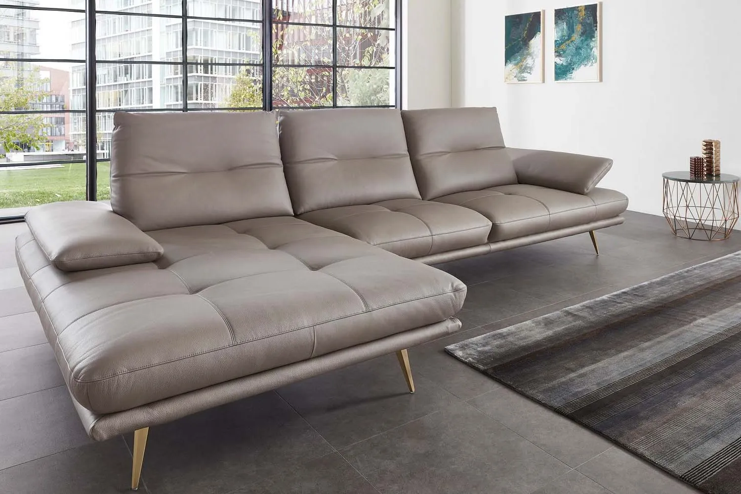 Echt Leder Ecksofa Roma inkl. Sitztiefenverstellung