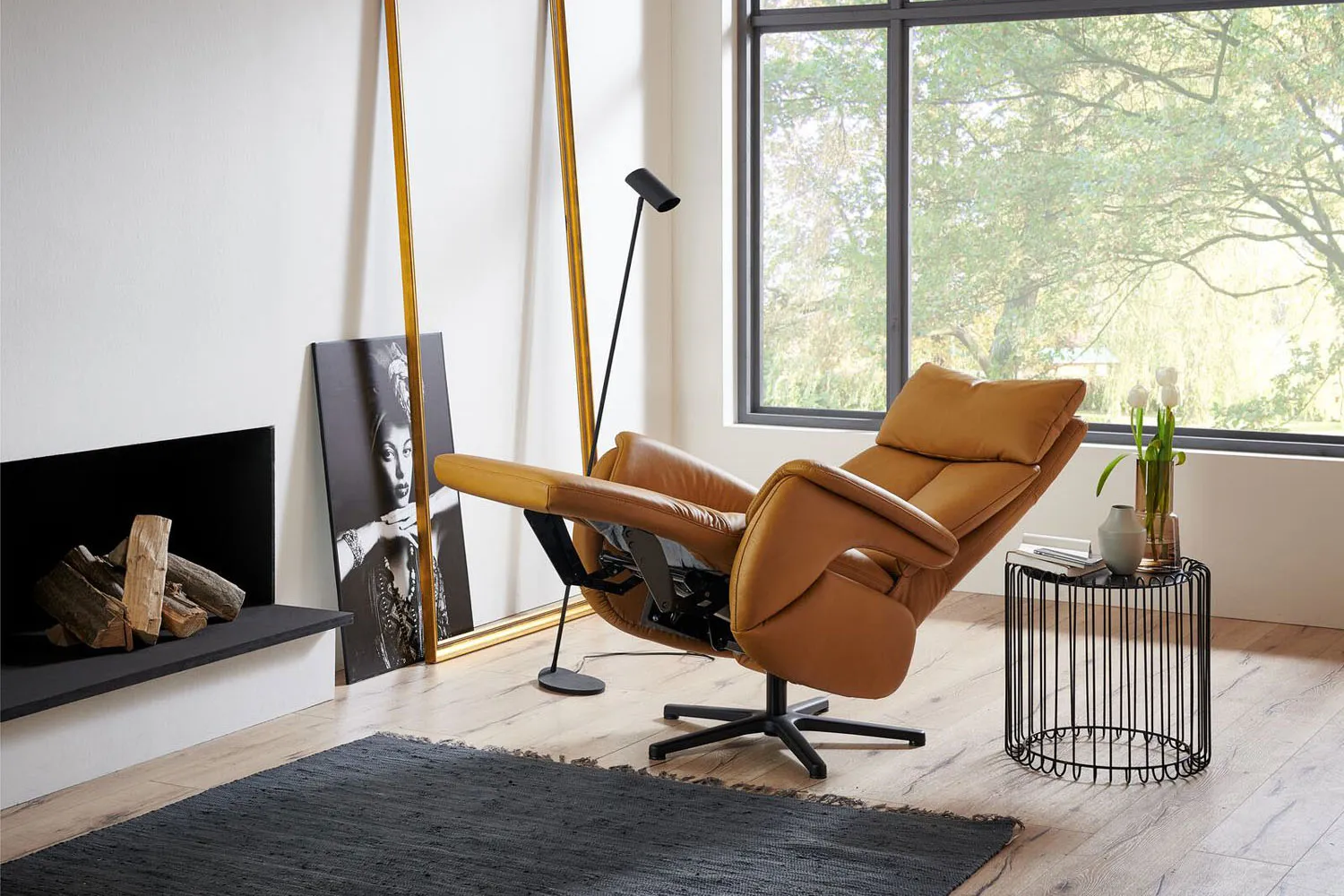 Leder Relaxsessel inkl. manueller Relaxfunktion Gelb Manuelle Relaxfunktion 