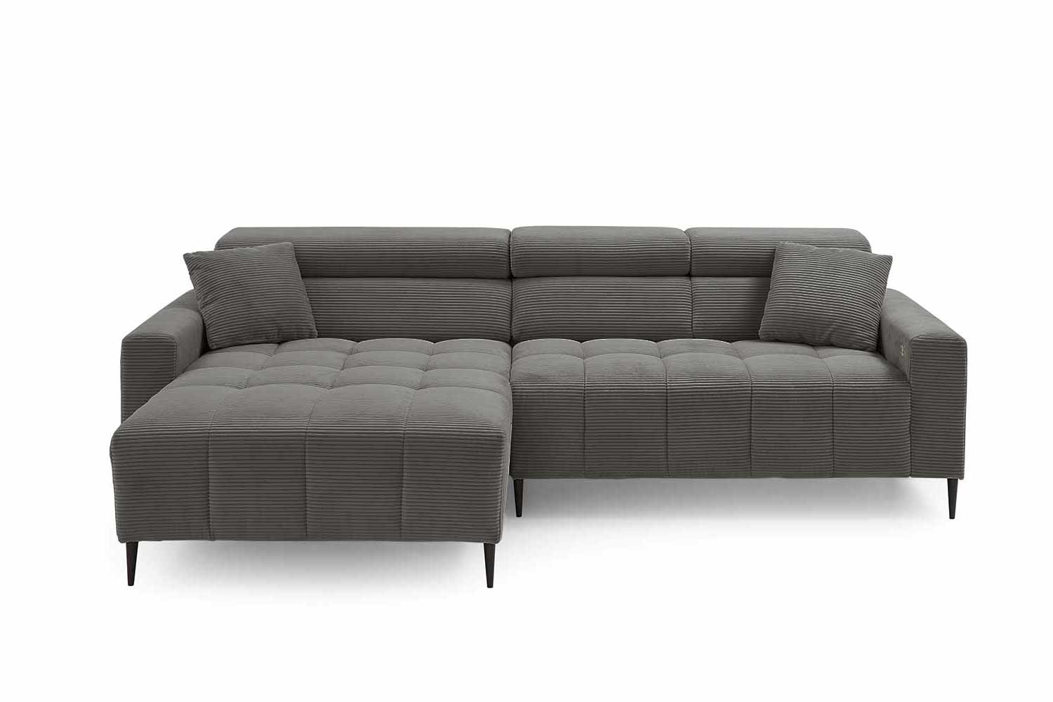 Ecksofa inkl. motorischem Sitzvorzug in Trendstoff Cord