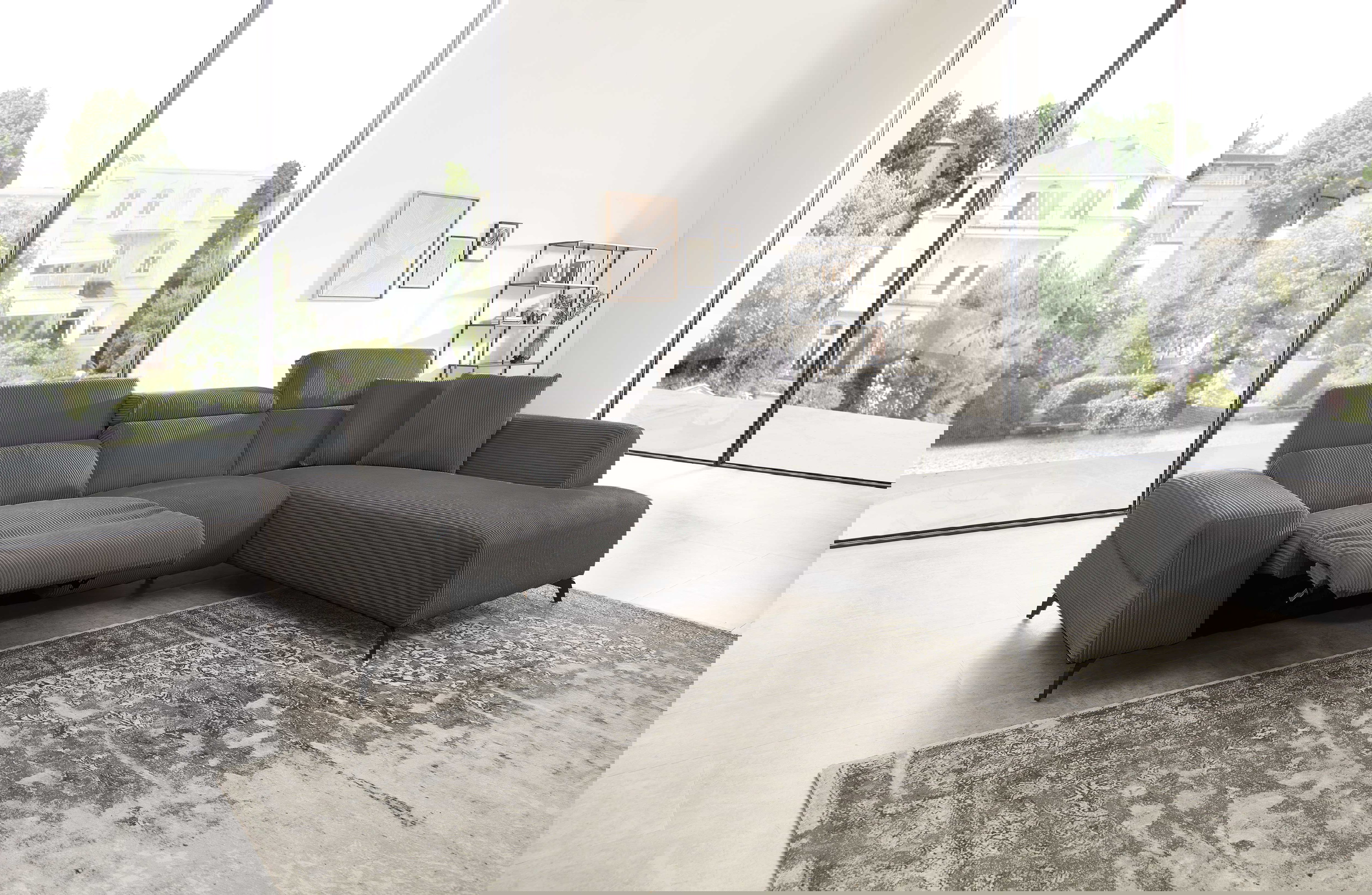 Cuoio Ecksofa in Trendstoff Cord