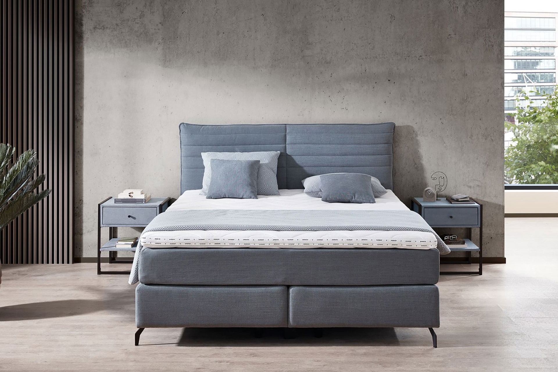 Gausmann Boxspringbett Sinus 180x200cm inkl. Wendematratze Blau