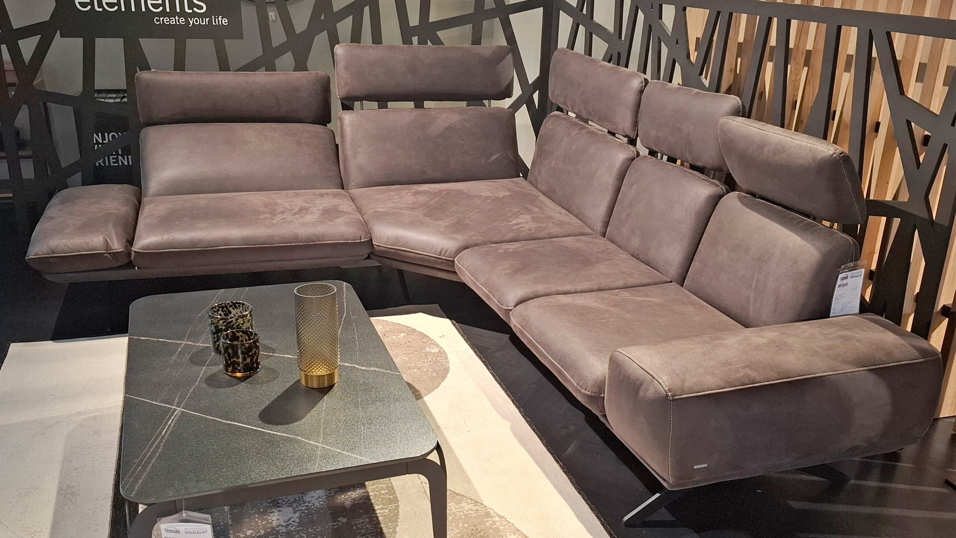 Koinor Ecksofa mit Kopfteilverstellung in Mikrofaser-0160035005-36WW-A