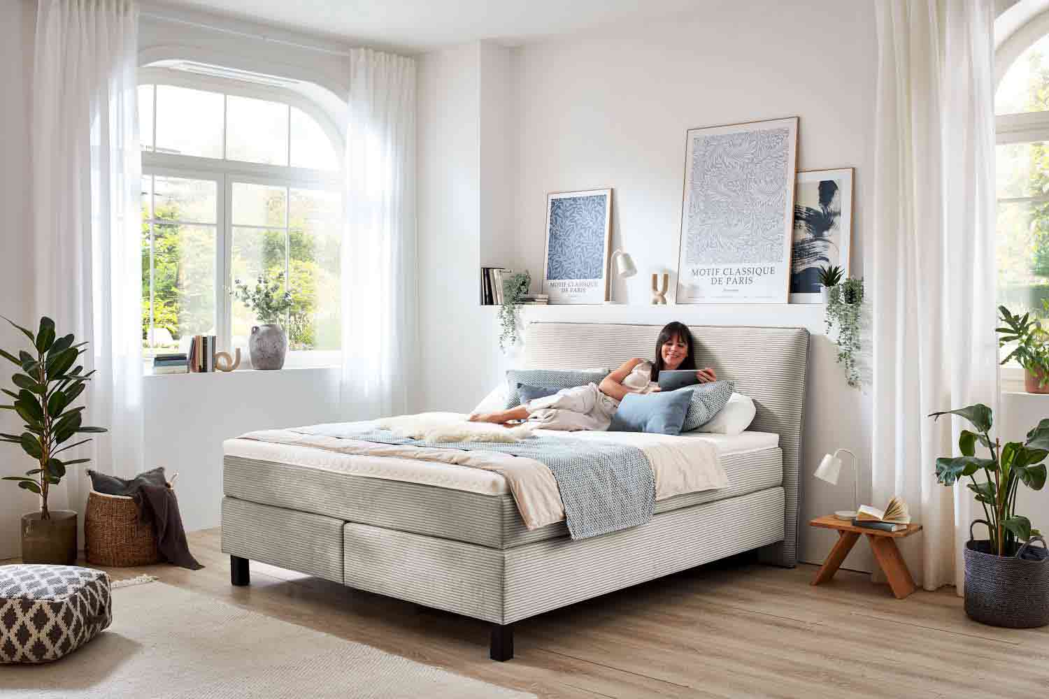Cord Boxspringbett Home 4000 inkl. Wendematratze