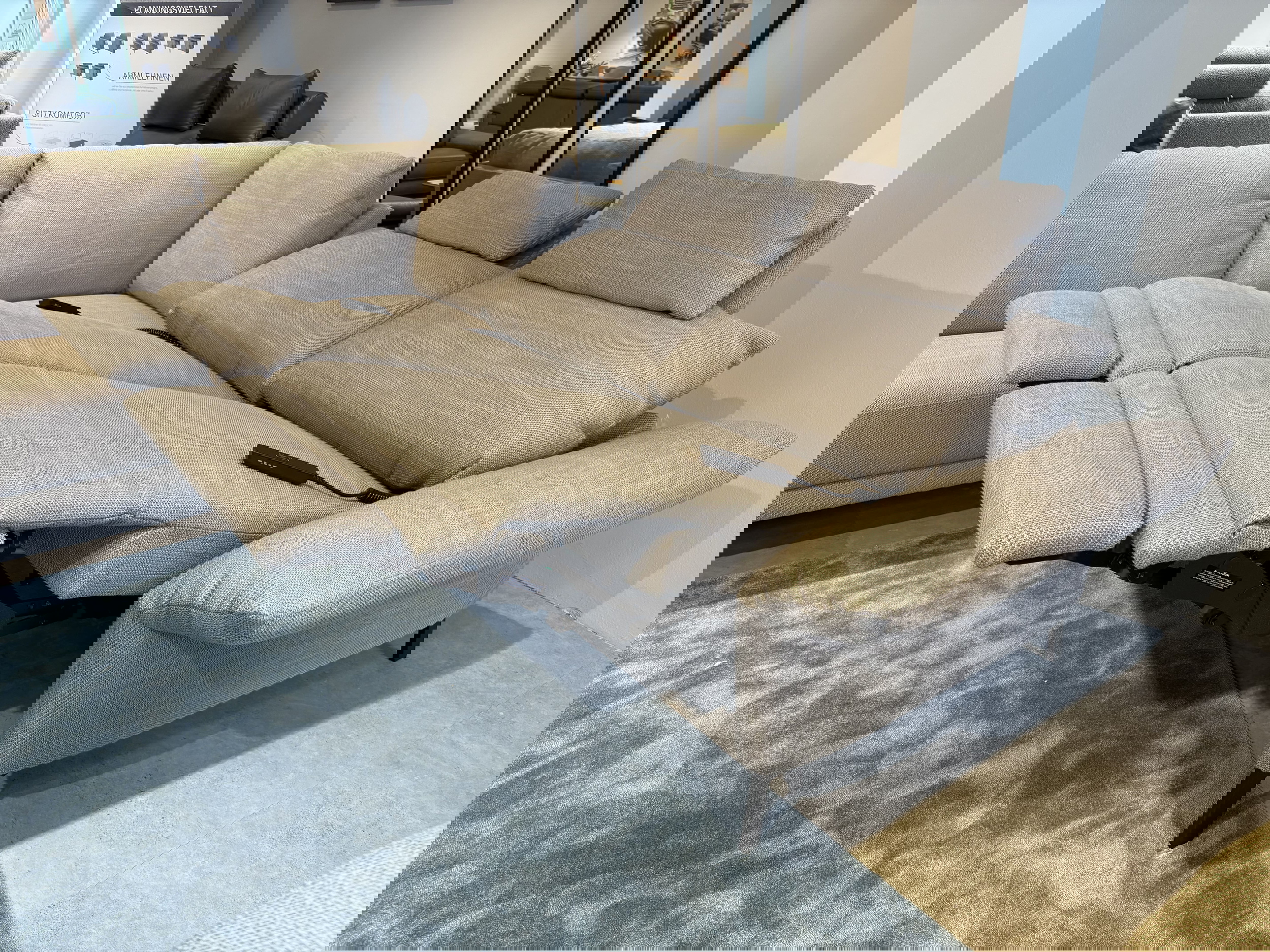 Carina Ecksofa inkl. vielen Funktionen mit Hocker und Relaxsessel in Stoff-0237021800-04-0237020900-39WW-A