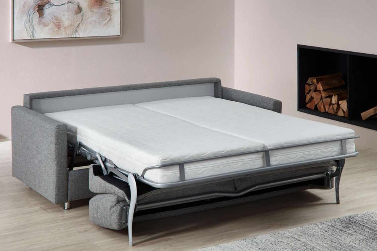 Bali Schlafsofa inkl. Matratze und Lattenrost in Stoff