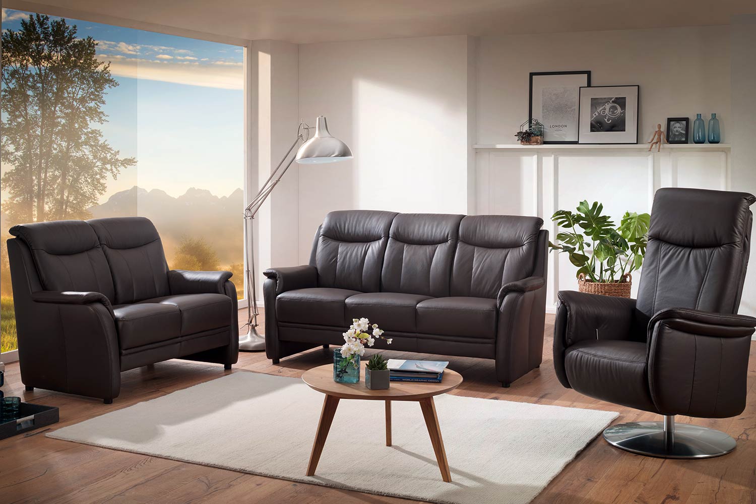 Couchgarnitur Fleur in Leder