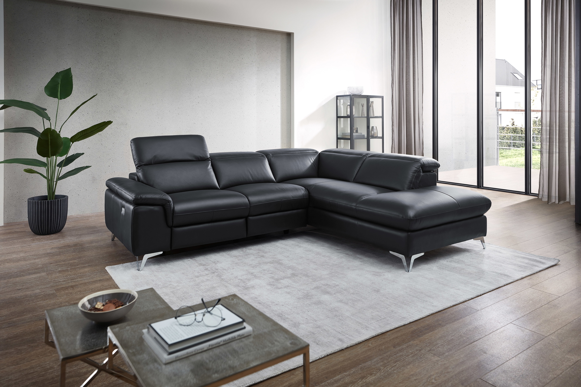 Ecksofa Seahawk mit manueller Kopfteilverstellung in Leder 