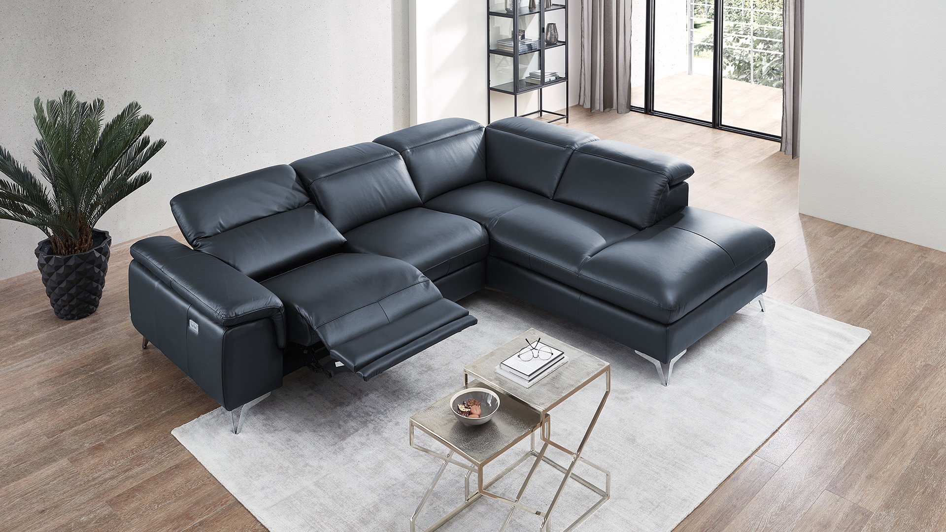 Ecksofa Seahawk mit manueller Kopfteilverstellung in Leder -05970213-WW.7