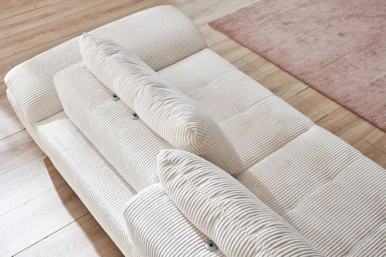 Sofa 2,5-Sitzer in Trendstoff Cord Beige mit Armteilfunktion mit Funktion 