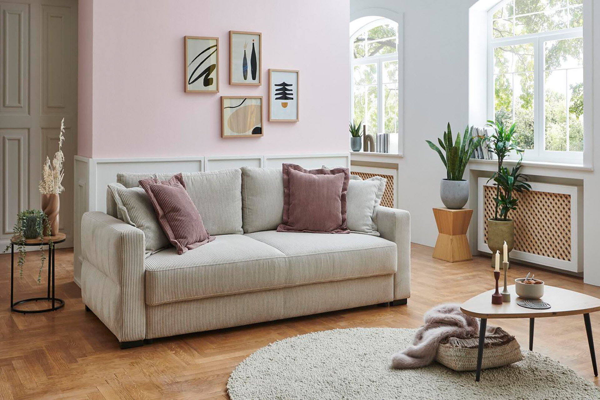 Schlafsofa inkl. Bettkasten in Cordstoff