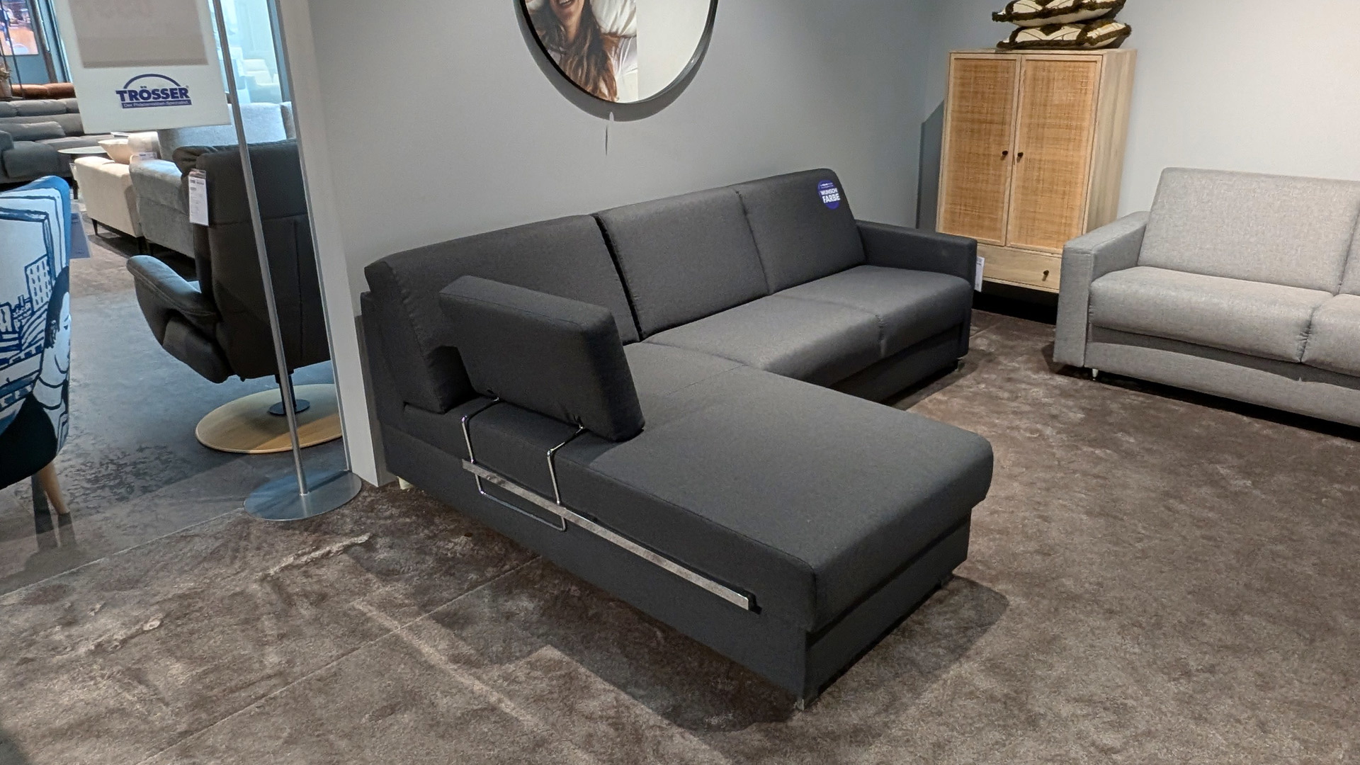 Bali Stoff Ecksofa inkl. Schlaffunktion mit Matratze und Bettkasten