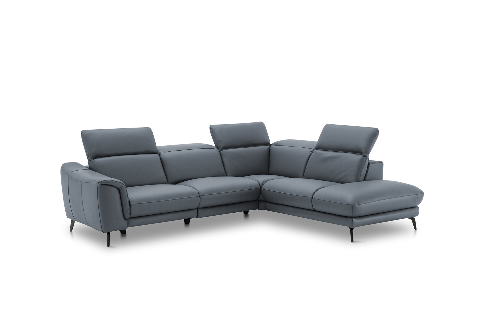 Leder Ecksofa inkl. manueller Kopfteilverstellung