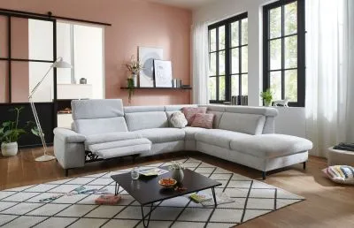 Ecksofa in Stoff L-Form mit Federkern