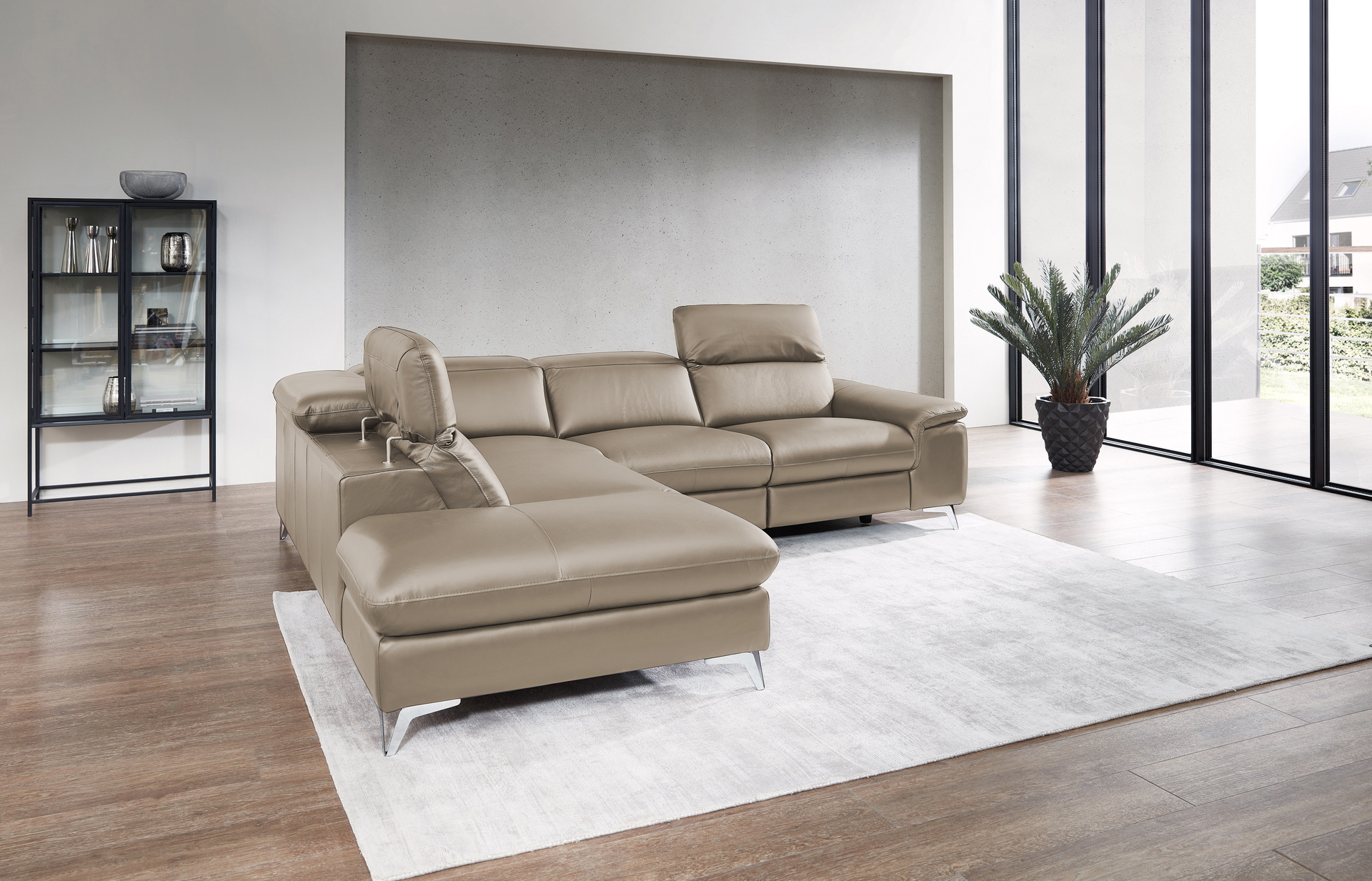 Ecksofa Seahawk mit manueller Kopfteilverstellung in Leder 