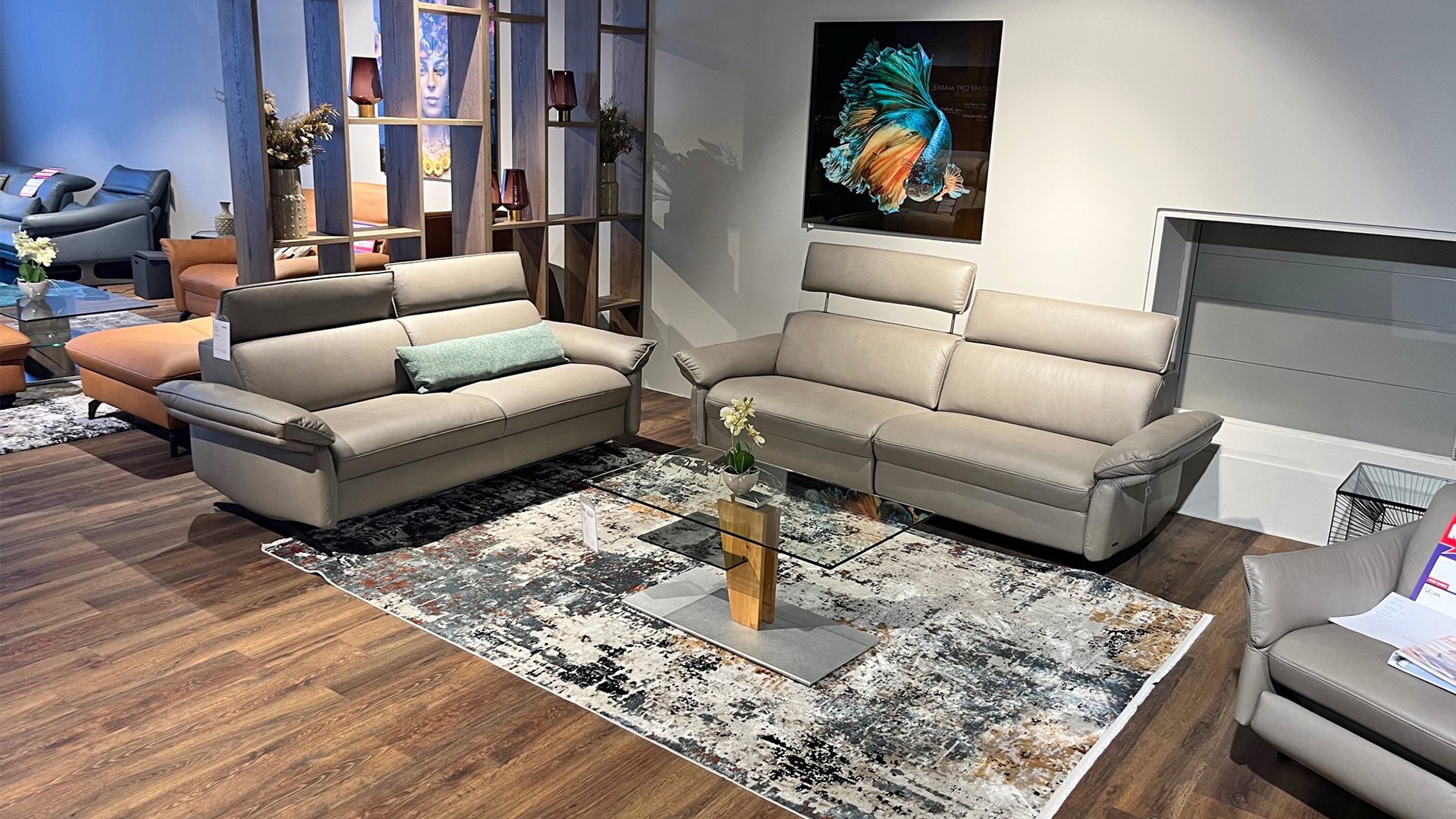 Himolla Couchgarnitur mit motorischen Funktionen und Akku in Leder-0147109401-36WW-A