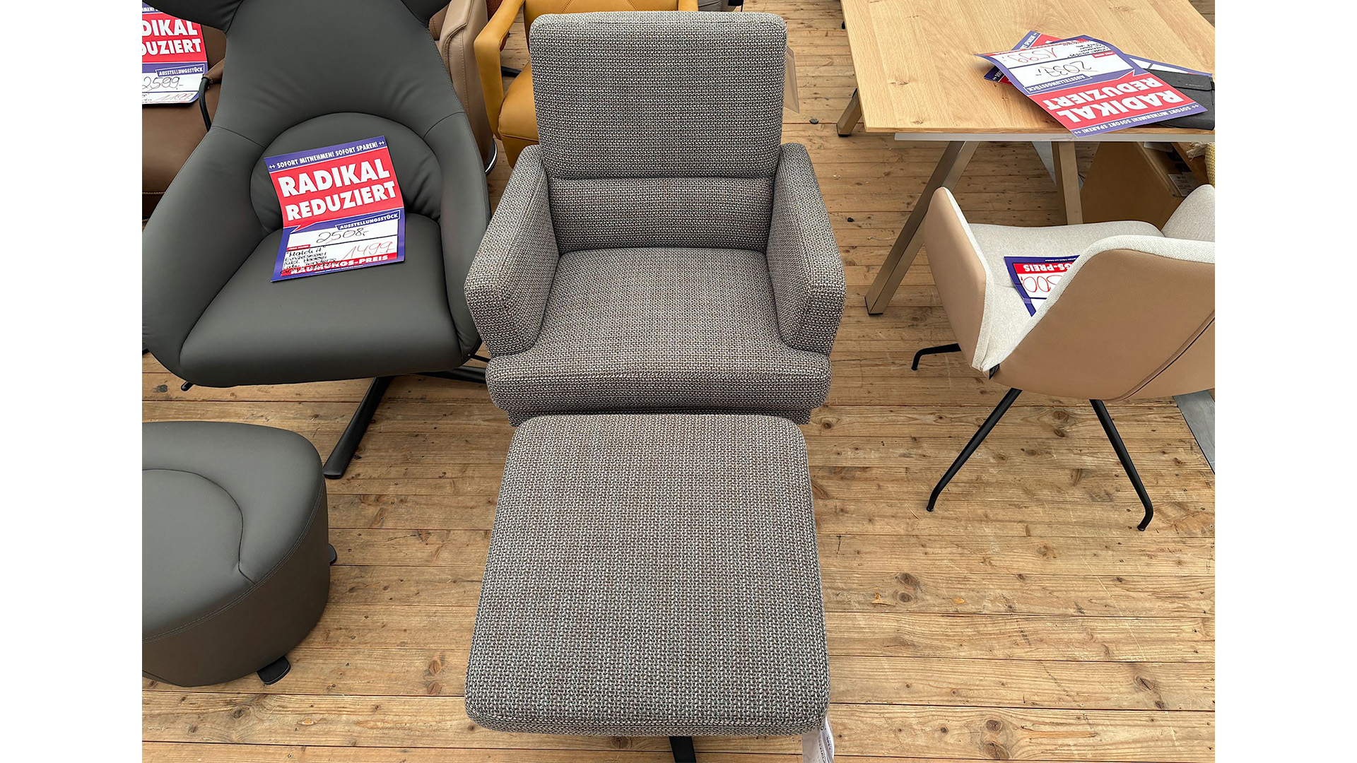 Musterring Sessel MR4585 mit Wippfunktion und Hocker in Stoff-0318008101-34WW-A