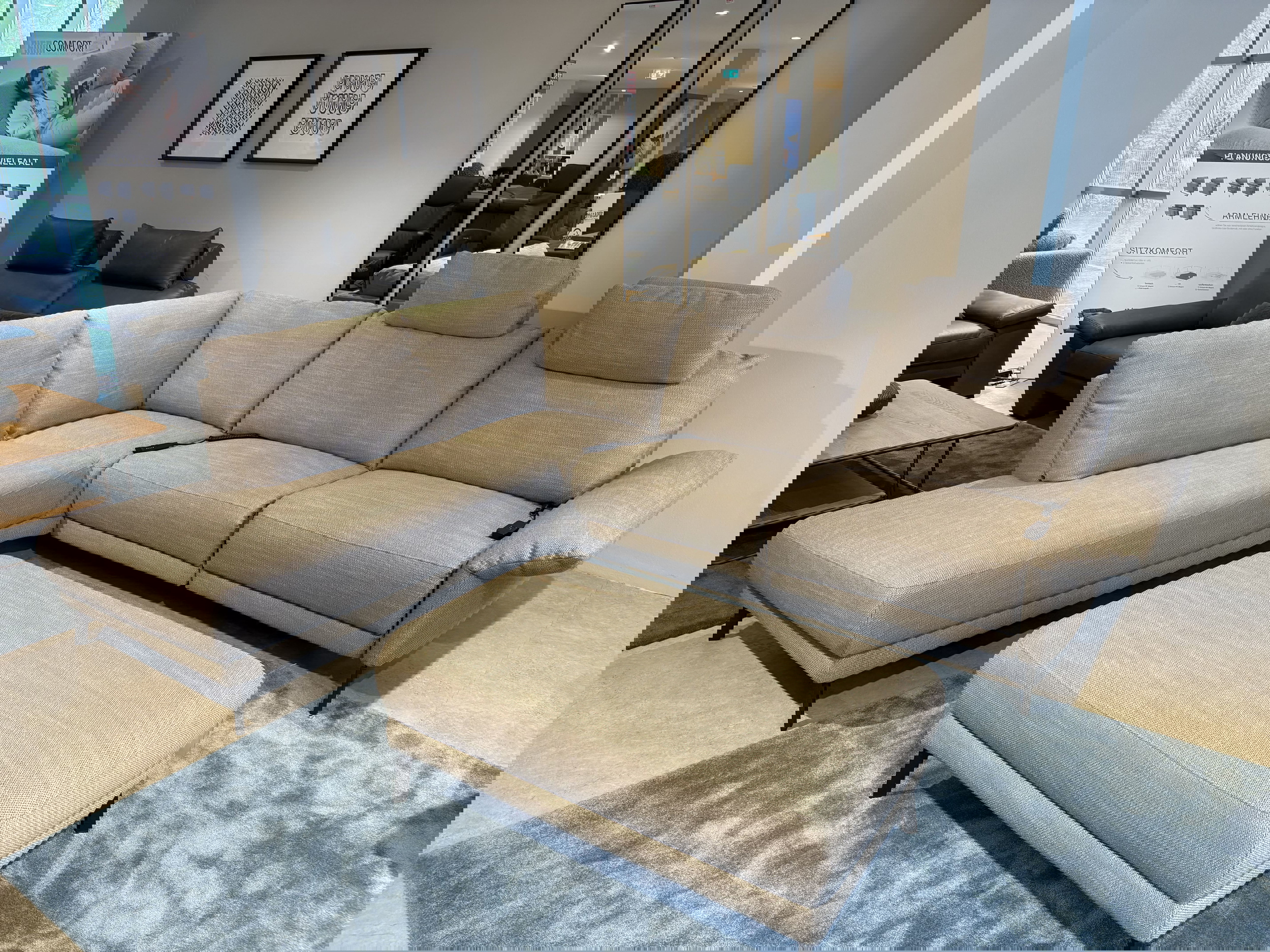 Carina Ecksofa inkl. vielen Funktionen mit Hocker und Relaxsessel in Stoff-0237021800-04-0237020900-39WW-A