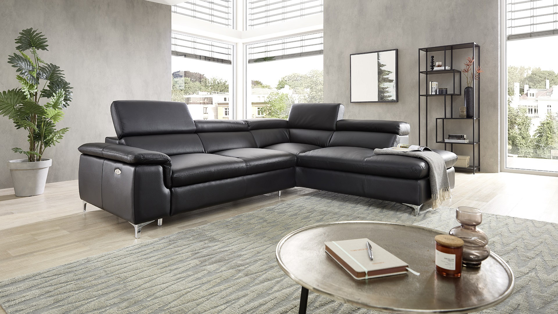Echt Leder Ecksofa Bastia inkl. Vorziehsitz rechts Echt Leder Ecksofa Bastia inkl. Vorziehsitz rechts