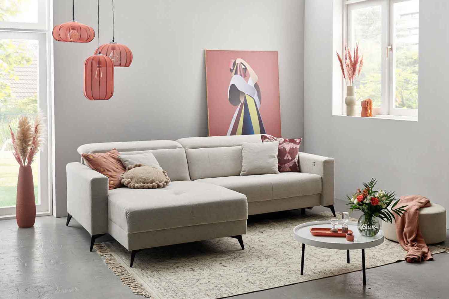 Ecksofa Bridge inkl. motorischer Relaxfunktion in Stoff 