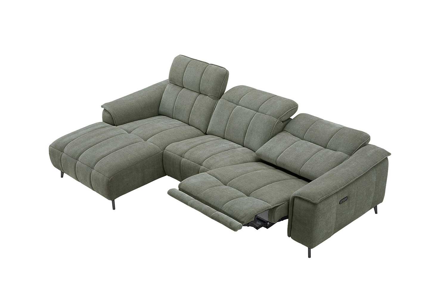 Stoff Ecksofa mit manueller Kopfteilverstellung und Funktion
