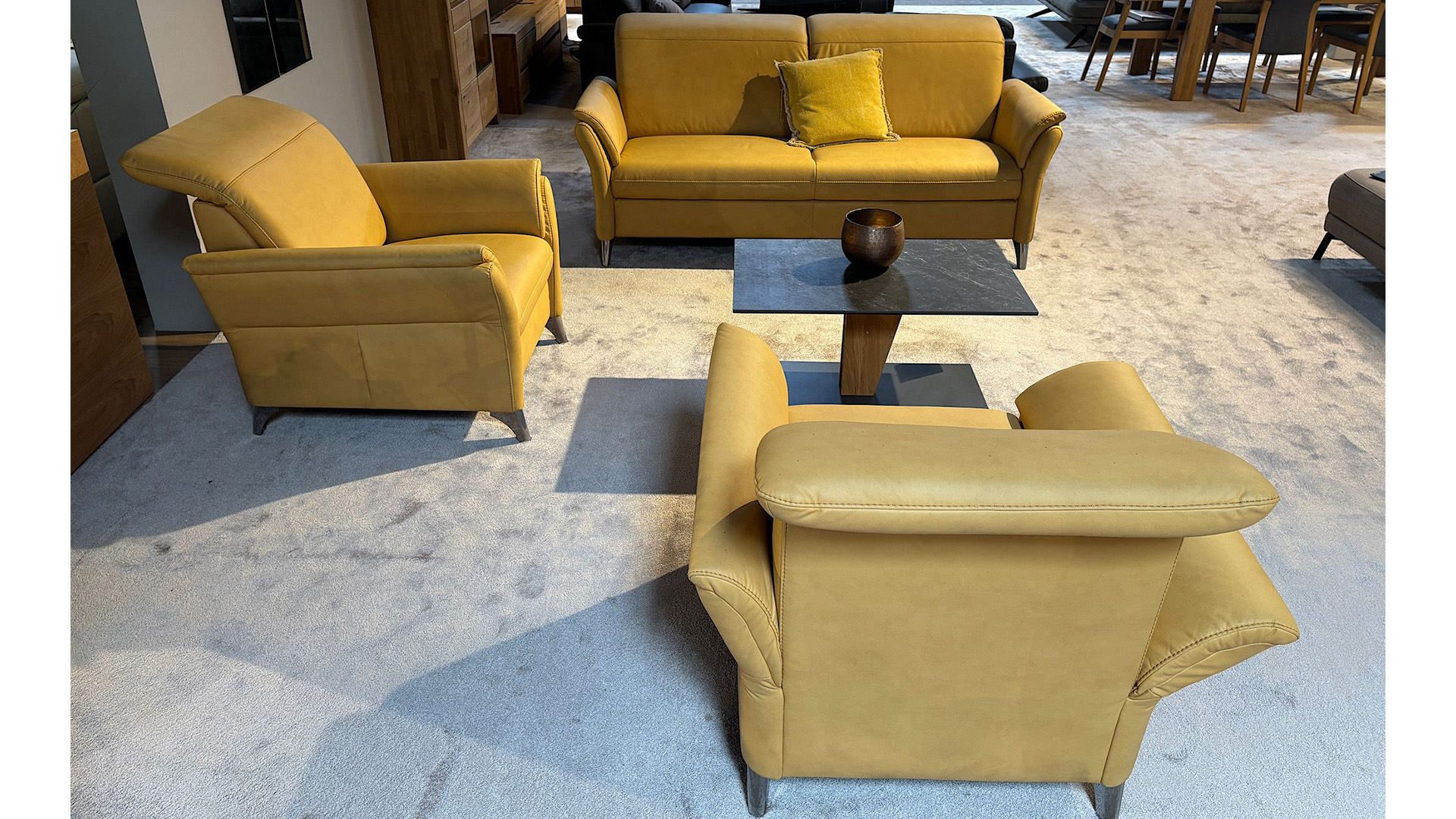 Couchgarnitur mit Kopfteilverstellung und Sessel in Smart Touch-076480001-34WW-A