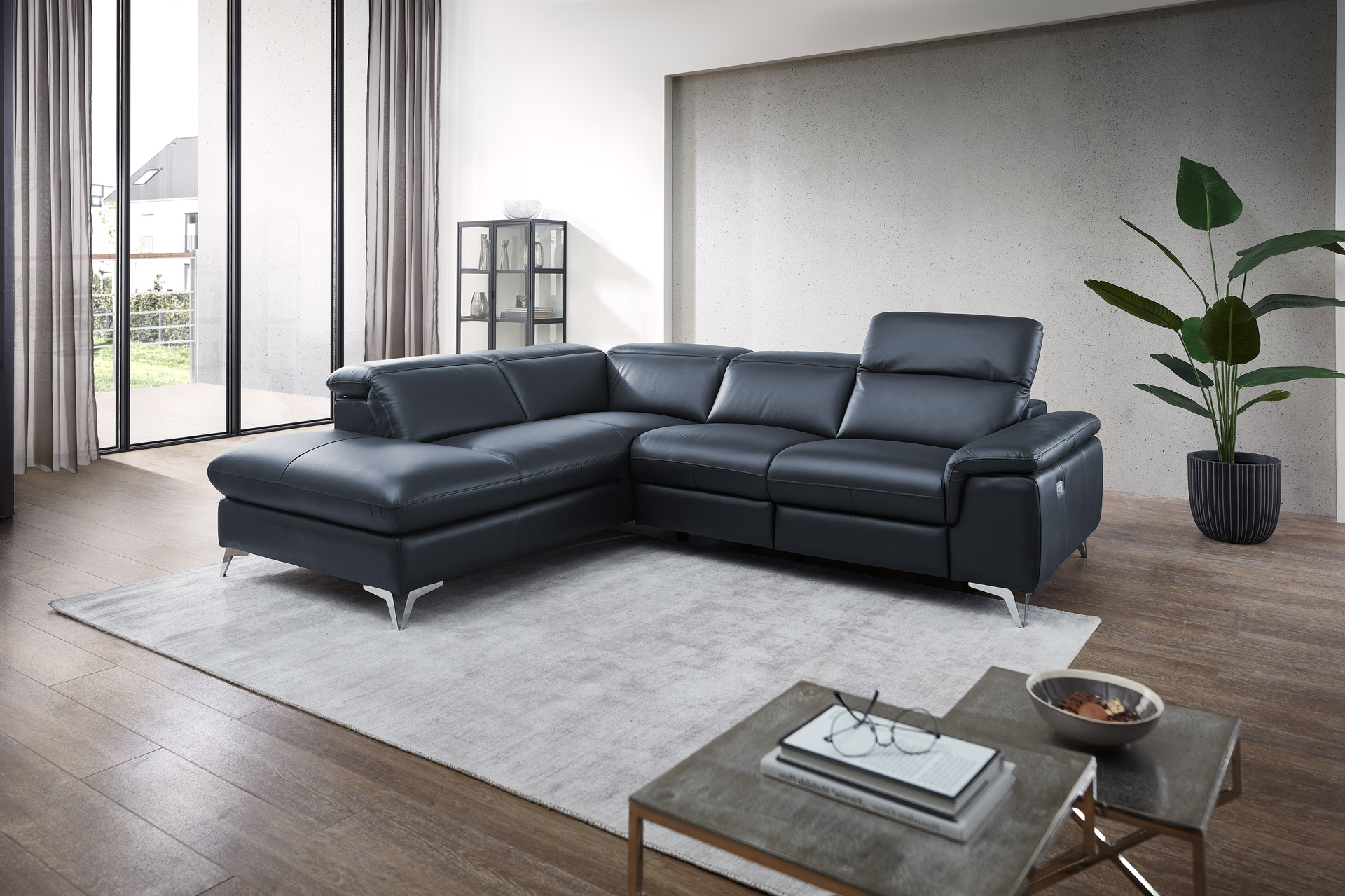 Ecksofa Seahawk mit manueller Kopfteilverstellung in Leder 