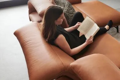 Himolla Ecksofa inkl. manueller Sitztiefen-und Kopfteilverstellung in Leder