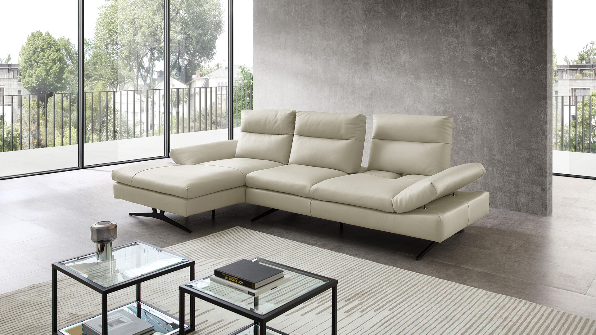 Cuoio Ecksofa Letizia mit manueller Sitztiefenverstellung in Leder Cuoio Ecksofa Letizia mit manueller Sitztiefenverstellung in Leder-05971024WW