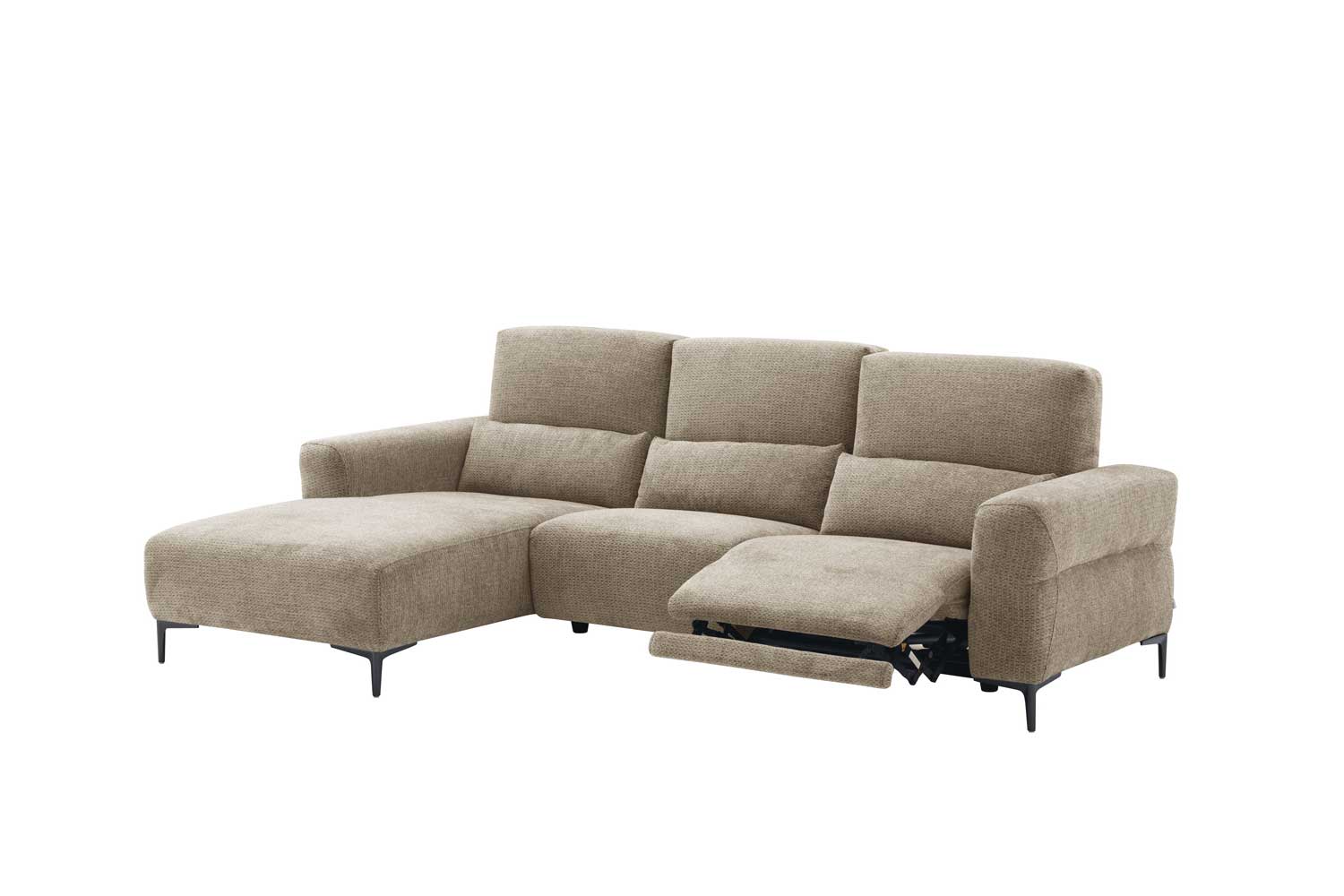 Ecksofa inkl. motorischer Funktion im trendigen Retro Stoff 