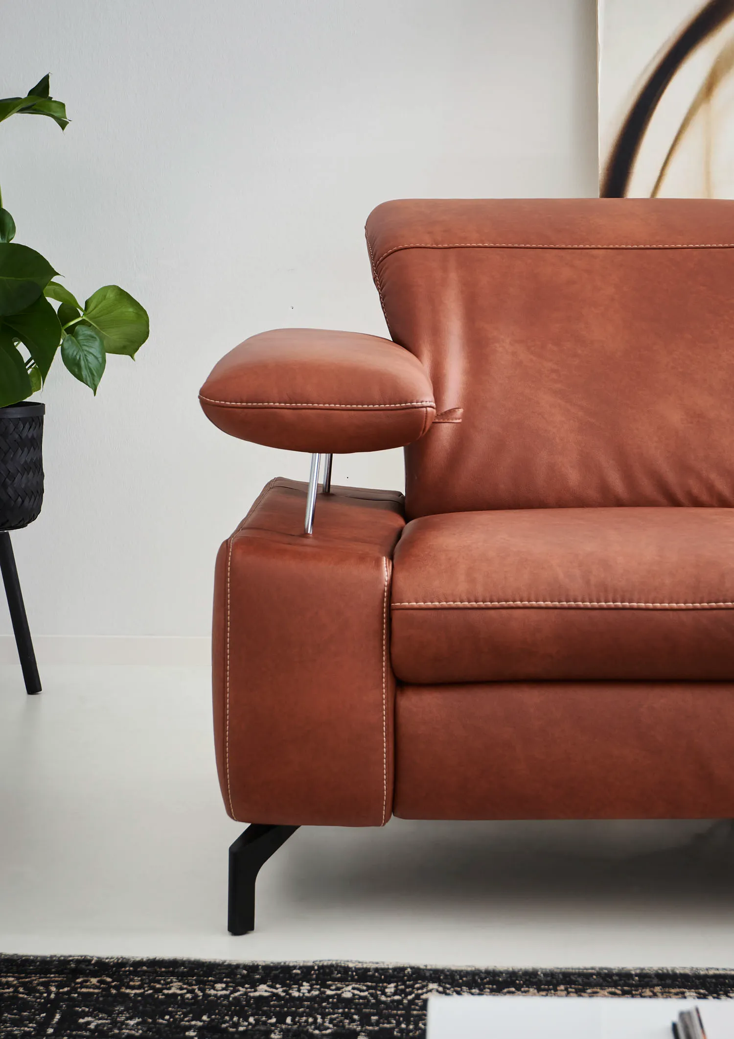 Stoff Ecksofa in L-Form Braun rechts