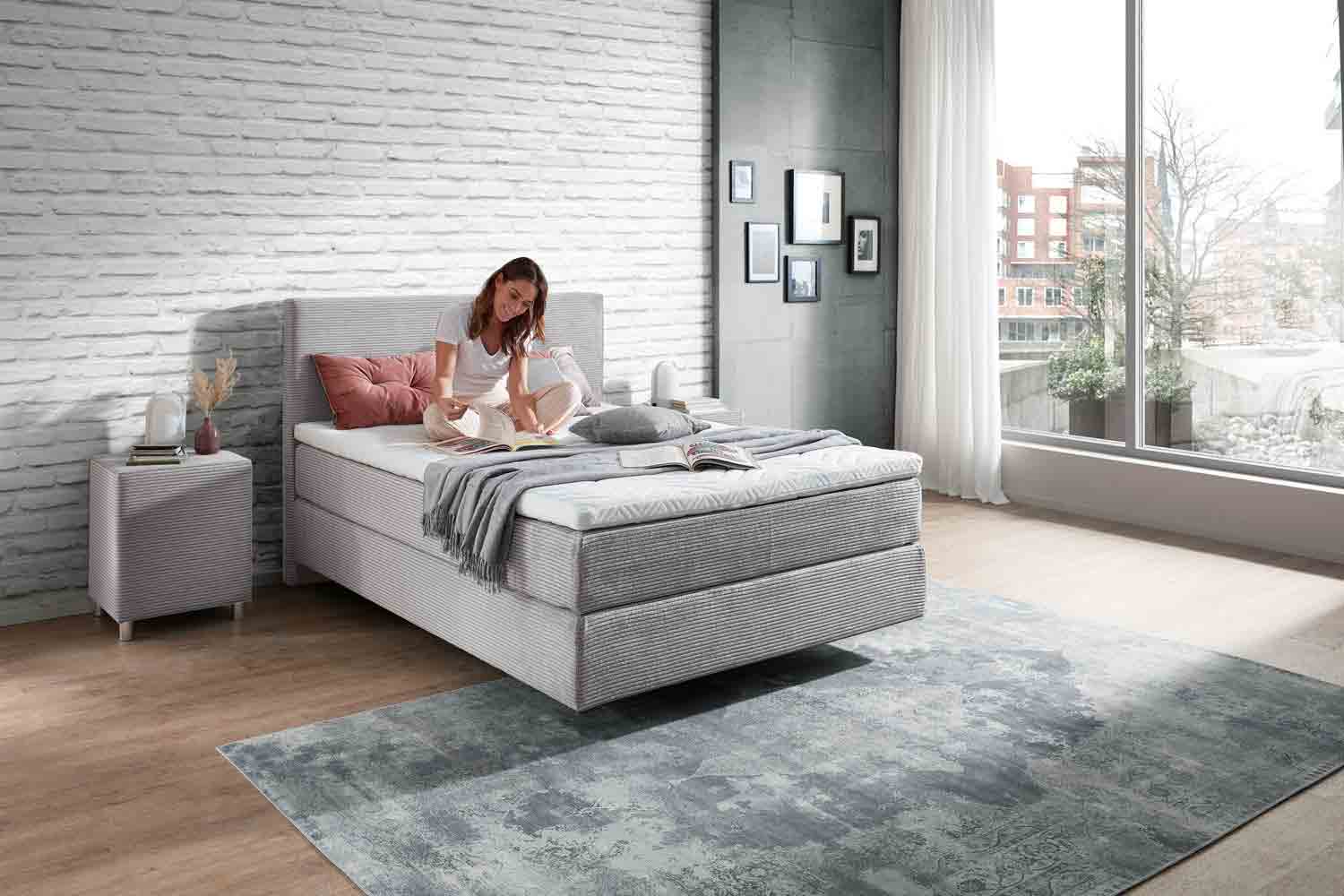 Boxspringbett Monaco in Trendstoff Cord
