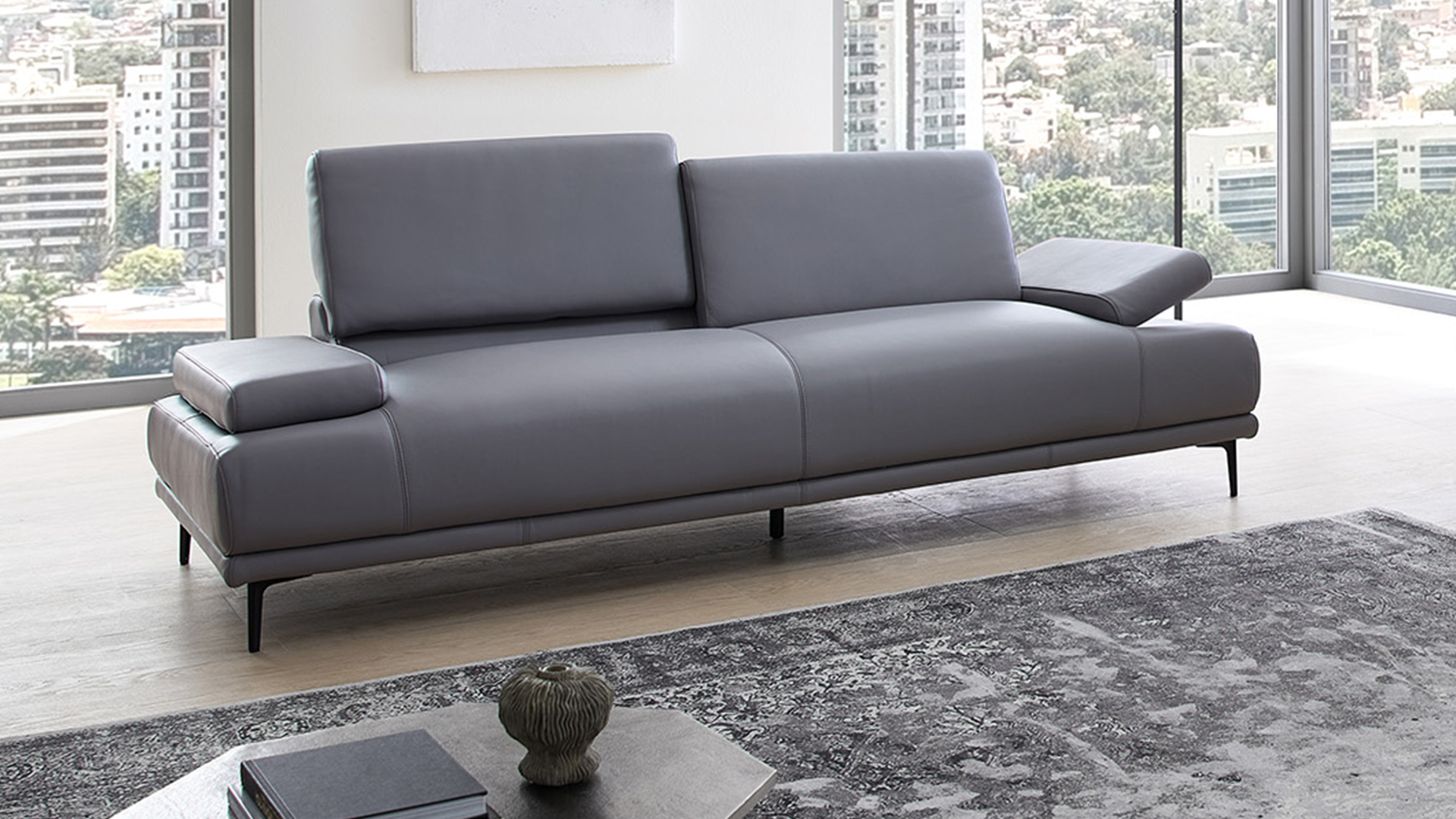 Couchgarnitur inkl. manuellen Funktionen in Leder Couchgarnitur inkl. manuellen Funktionen in Leder-02970271-WW