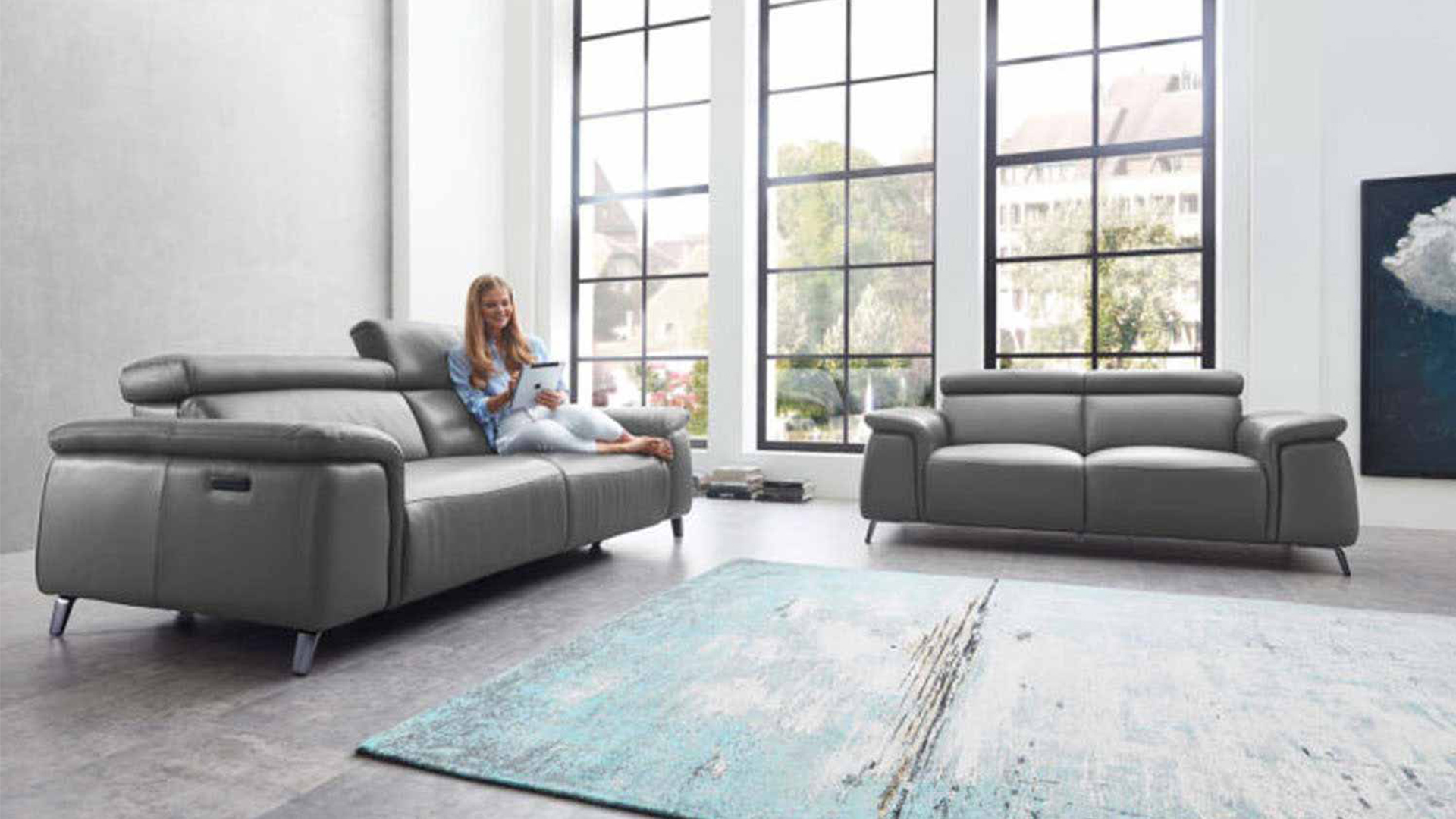 Echt Leder Couchgarnitur Firenze mit motorischer Relaxfunktion-05970320WW