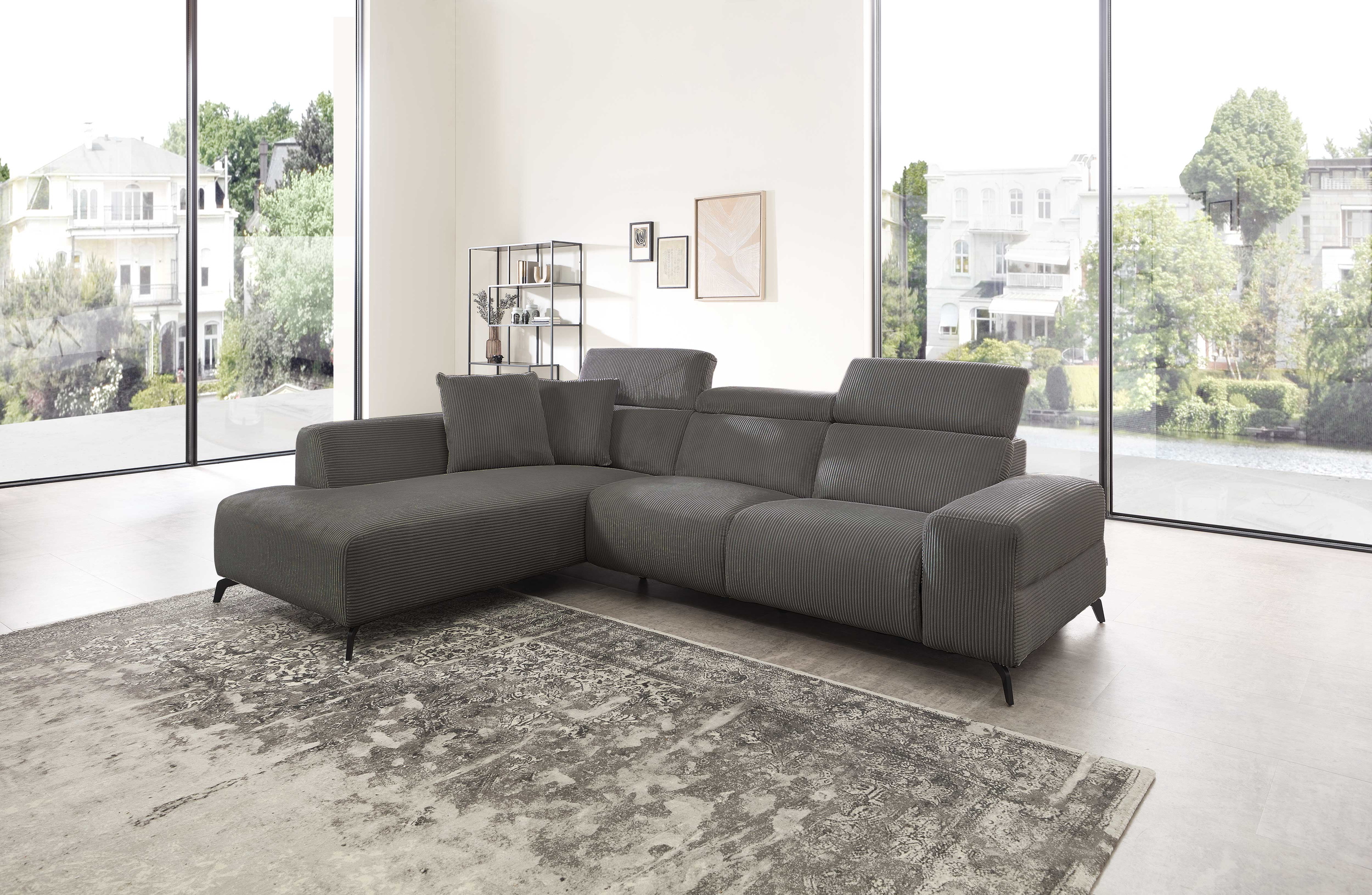 Cuoio Ecksofa in Trendstoff Cord