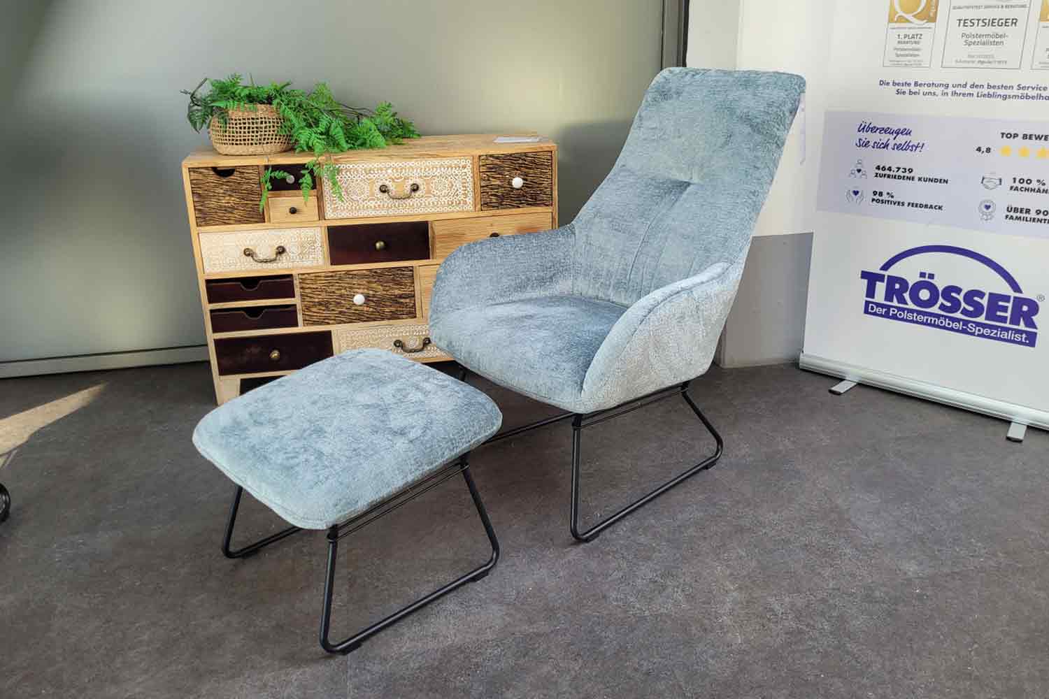 Stoff Sessel inkl. Hocker