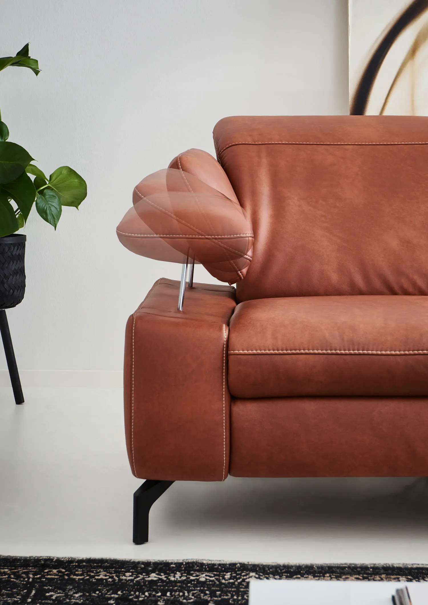 Stoff Ecksofa in L-Form Braun links