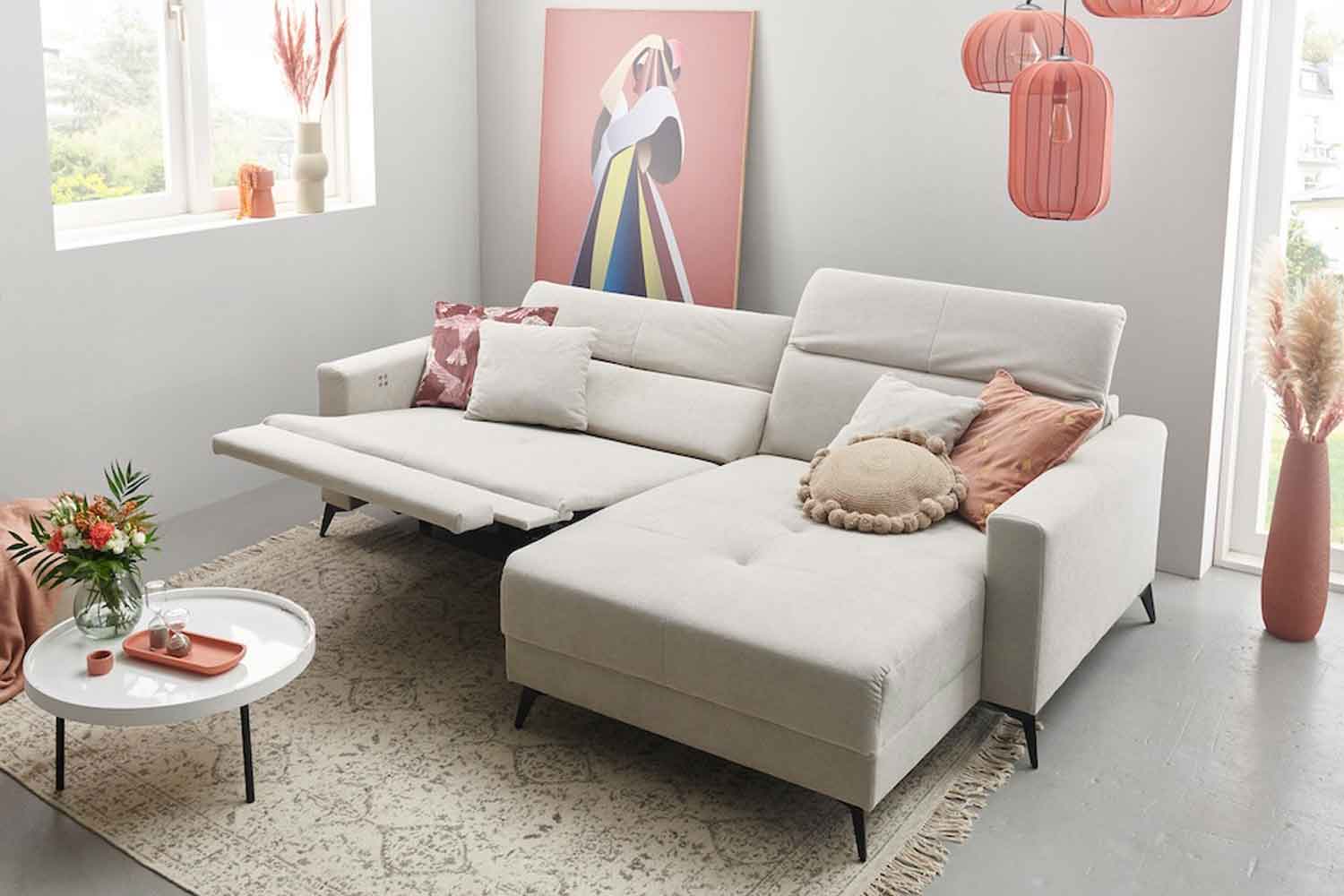Ecksofa Bridge inkl. motorischer Relaxfunktion in Stoff 