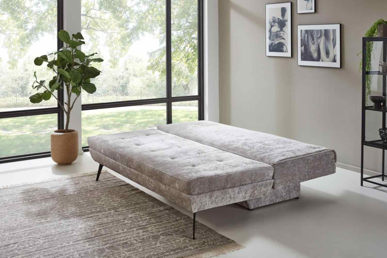 Stoff Schlafsofa inkl. Schlaffunktion und Bettkasten 
