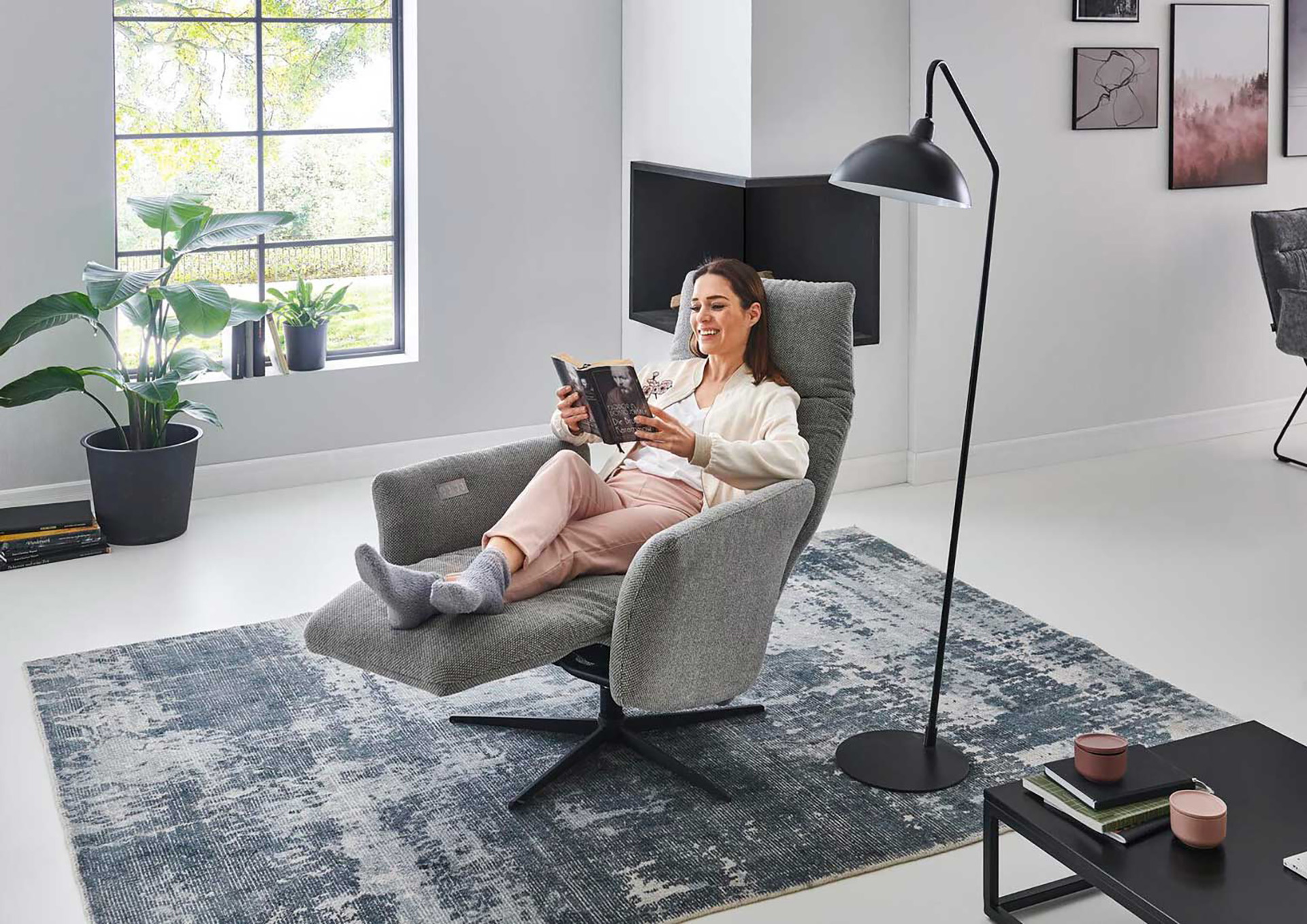 Stoff Relaxsessel Modern inkl. manueller Relaxfunktion