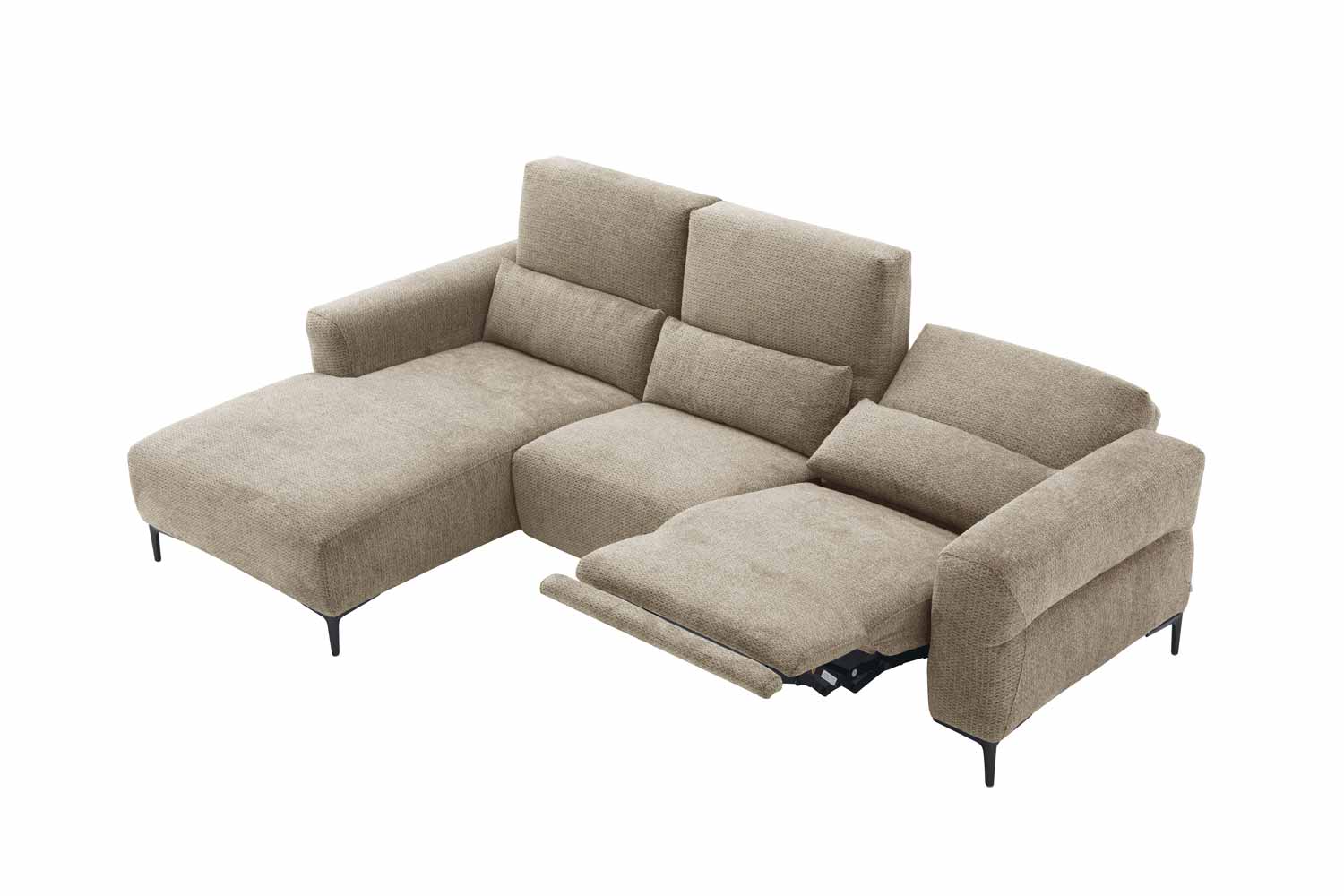 Ecksofa inkl. motorischer Funktion im trendigen Retro Stoff 