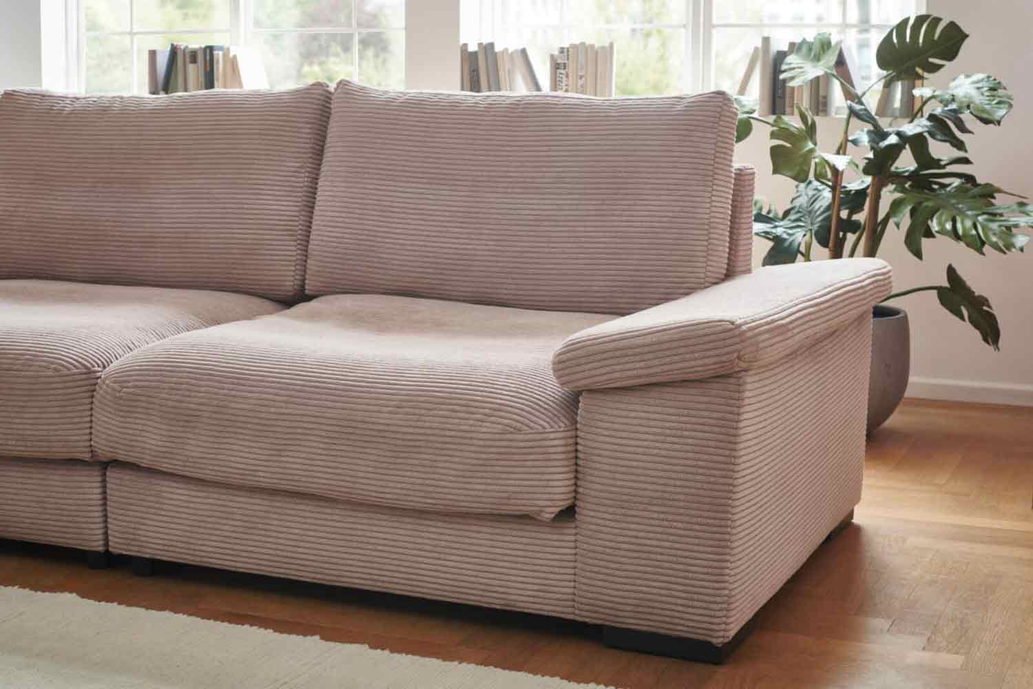 Cord Ecksofa L-Form Rosa