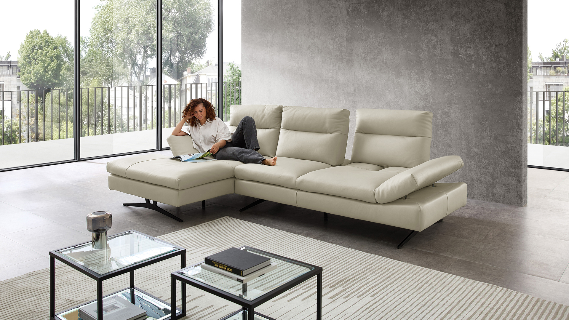 Cuoio Ecksofa Letizia mit manueller Sitztiefenverstellung in Leder Cuoio Ecksofa Letizia mit manueller Sitztiefenverstellung in Leder-05971024WW