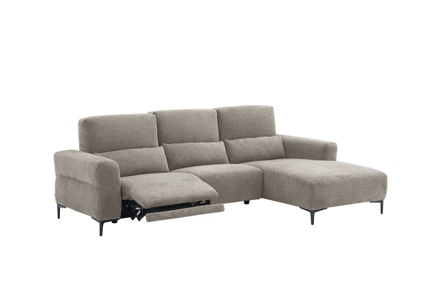 Ecksofa inkl. motorischer Funktion im trendigen Retro Stoff Ecksofa inkl. motorischer Funktion im trendigen Retro Stoff