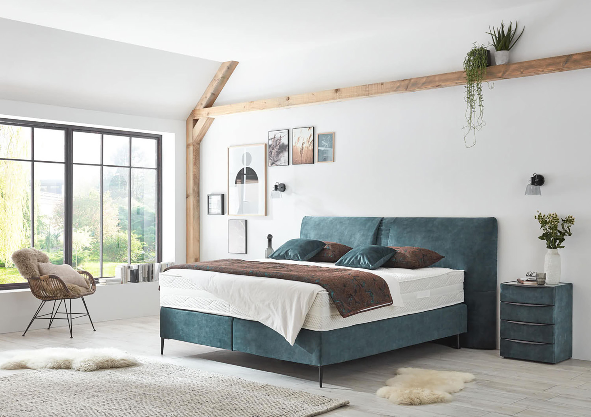 Boxspringbett 180x200cm Farbe Petrol