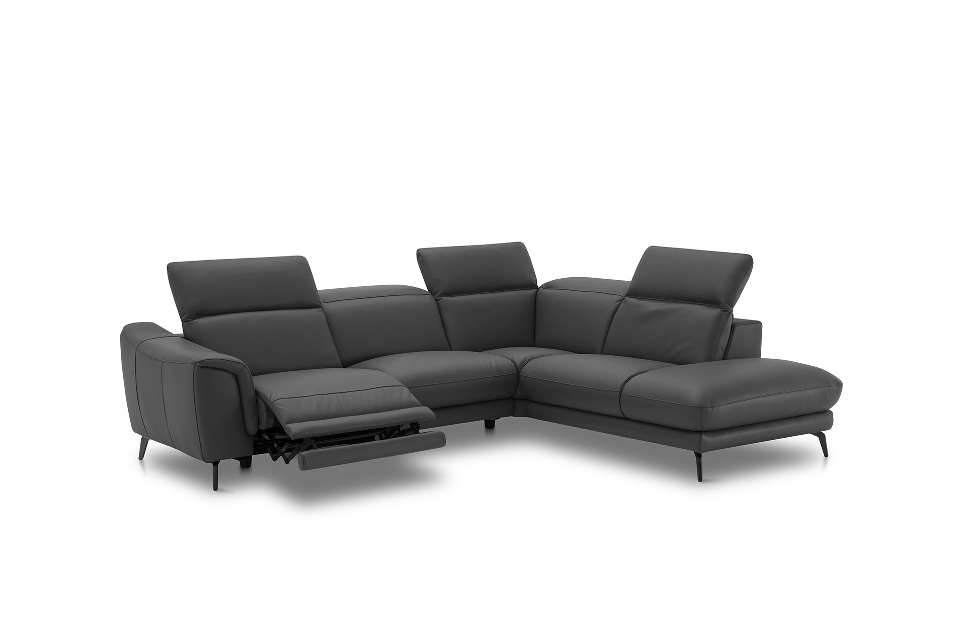 Leder Ecksofa inkl. manueller Kopfteilverstellung